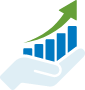 A graph trending up growing out of a hand